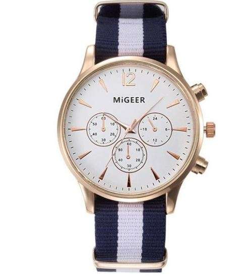 Blue and White Strap Mens Watch