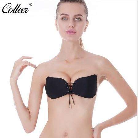 **The original** COLLEER Sexy Push Up Bra Silicone Lace Up Strapless Bralette