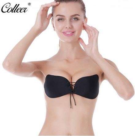 **The original** COLLEER Sexy Push Up Bra Silicone Lace Up Strapless Bralette