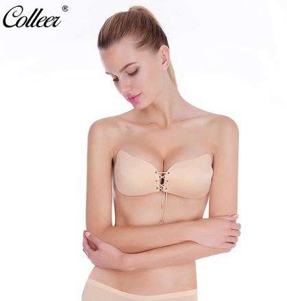 **The original** COLLEER Sexy Push Up Bra Silicone Lace Up Strapless Bralette