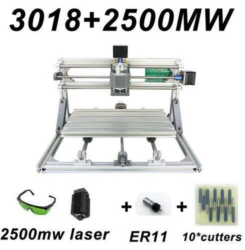 **Free DHL** DIY CNC 3018 engraving machine with 2500mW laser cutting attachment