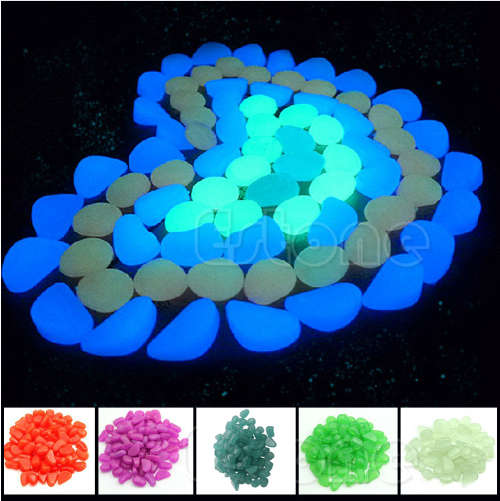 100PCS Glow in the Dark Luminous Pebble Stones (6 Colours to Choose From)