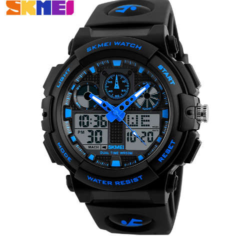 SKMEI Digital Double Time Waterproof Sports Watch for Men (5 Colours to Choose From)