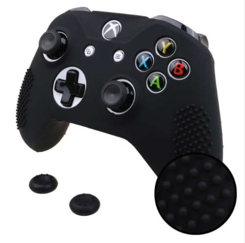 2 in 1 Studded Anti-slip Silicone Cover for XBox One Controller with 2 Thumbsticks Caps (4 Colours)