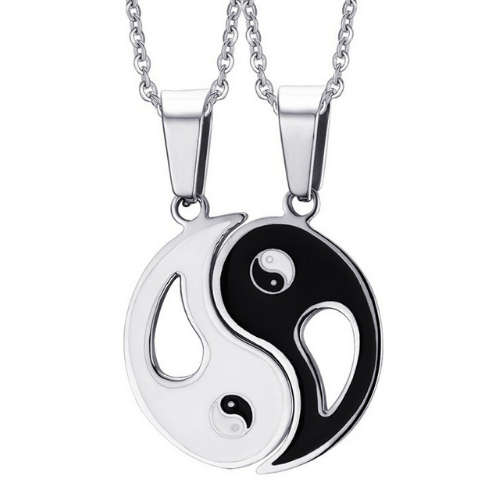 Valentine Gift Charm Pendant Necklace Yin Yang Black and White