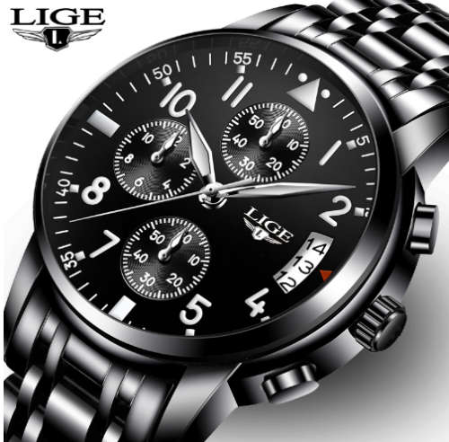 LIGE Mens Watches Sport Full Steel Waterproof (7 Styles to Choose From)