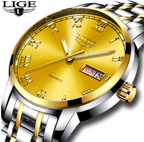 LIGE Luxury All Steel Men's Dual Calendar Business Quartz Watch (7 Styles to Choose From)