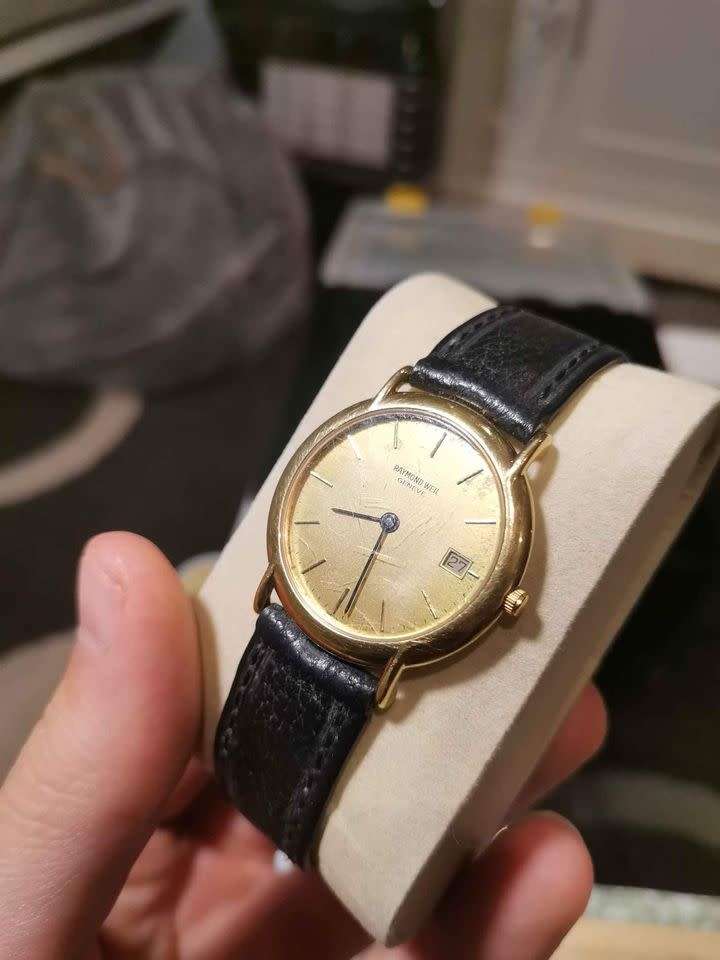18k Gold-plated Raymond Weil - vintage 1989 18k Gold men`s watch
