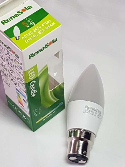 Candle LED globe, 5 watt,daylight, bayonet, Renesola