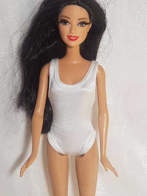White lycra swimsuit for Barbie dolls