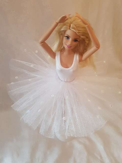 White Lycra leotard with tutu for Barbie dolls