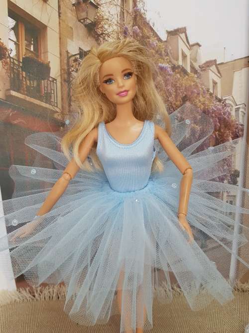 Light blue Lycra leotard with tutu for Barbie dolls