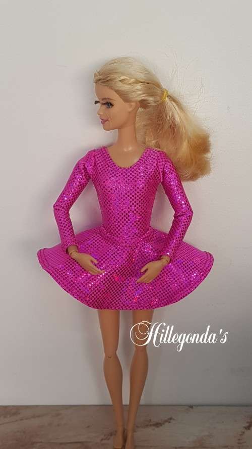 Pink long sleeve leotard with ballet skirt for Barbie dolls