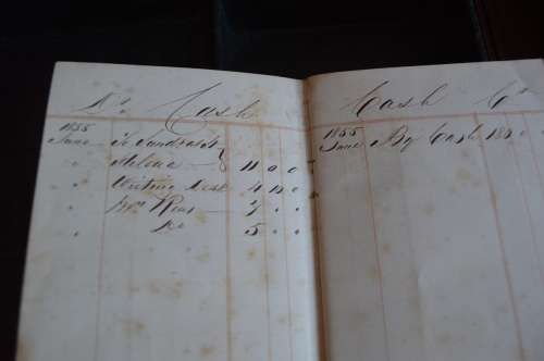 Rear  1855 LARGE ENGLISH BLACK LEATHER WRITING BOX / SLOPE / LAP DESK