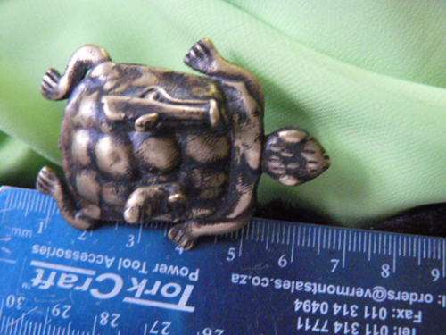 ASHANTI BRASS CASTING - LOST WAX METHOD TRIBAL ART - BRASS RING TURTLE DETAILED - GHANA