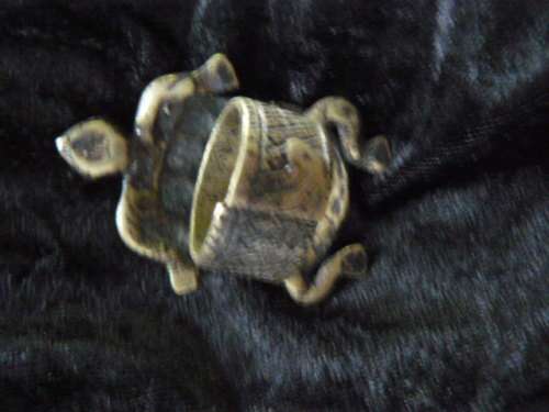 ASHANTI BRASS CASTING - LOST WAX METHOD TRIBAL ART - BRASS RING TURTLE DETAILED - GHANA