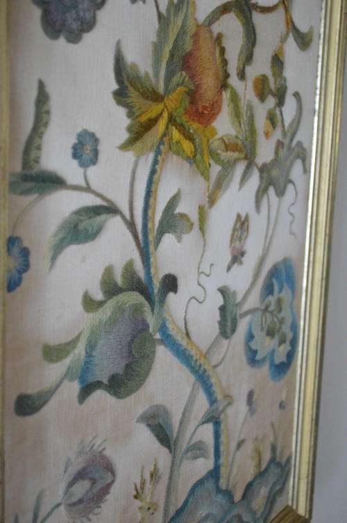 Absolutly stunning cotton and wool crewel embroidered fabric picture 73x50cm