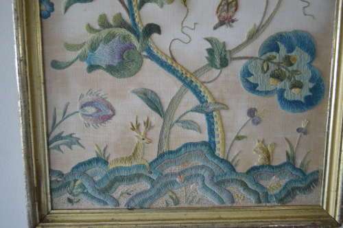 Absolutly stunning cotton and wool crewel embroidered fabric picture 73x50cm