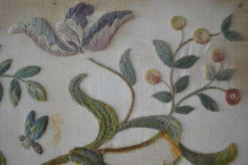 Absolutly stunning cotton and wool crewel embroidered fabric picture 73x50cm