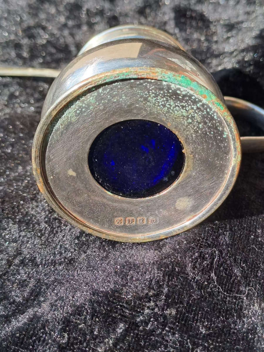 Epns salt pot with epns spoon height 6.5cm