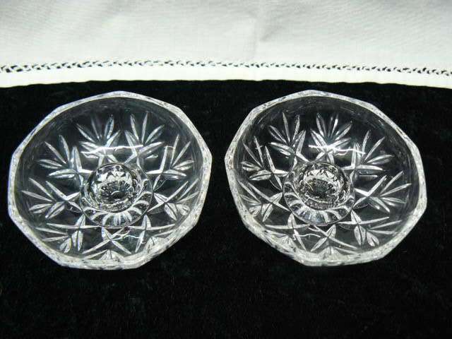 2 X CUT GLASS CANDLE HOLDERS