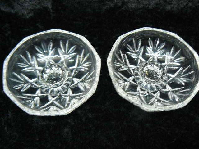 2 X CUT GLASS CANDLE HOLDERS