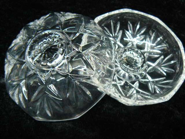 2 X CUT GLASS CANDLE HOLDERS