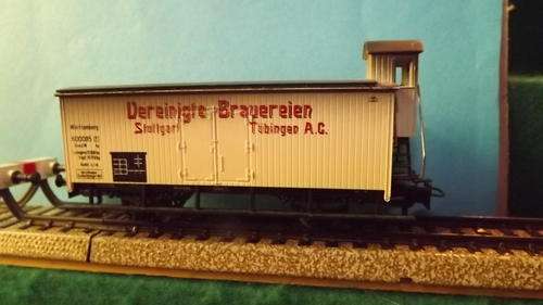 MARKLIN HO "BREWERY TUBINGEN" FACTORY AGED WITH SPOKE WHEELS AND B/MANS CAB LIKE NEW