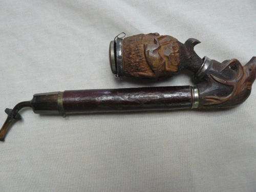 VERY OLD CARVED WOODEN PIPE .Lots of character !!!!!!!!!!