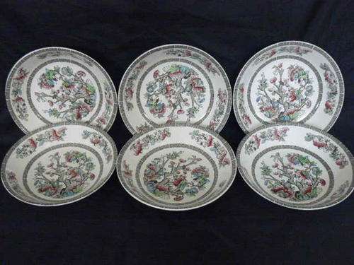 INDIAN TREE 6 PORIDGE BOWLS/PLATES
