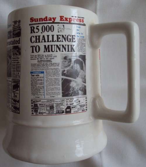 Crescent Ware Sunday Express |Sunday Times | Rand Daily Mail |Cape Times Newspaper Beer Mug |Tankard