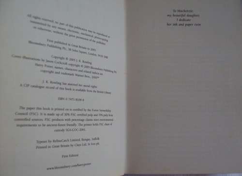 HARRY POTTER and the Half-Blood Prince J.K. Rowling Fist edition