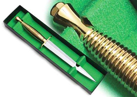 Fairbairn Sykes Fighting Knife - Gold Plated Handle & Bright Blade