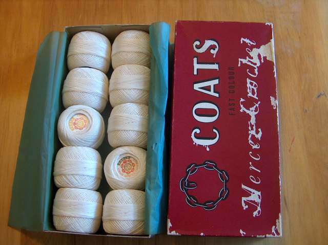 Coats mercer crochet cotton 40 White Ten 20g balls