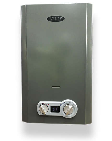 Atlas Metallic 10L Gas Geyser with LCD Temperature Display