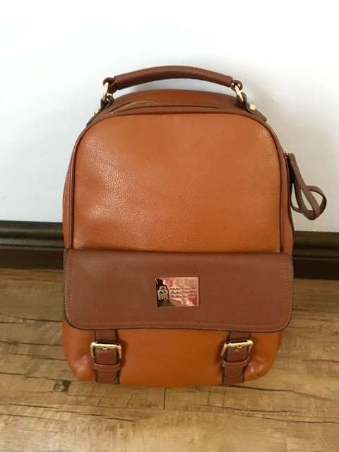 Women Unisex Fashion Stylish Faux Brown Leather Vintage Style Multi Function School Backpack Bag