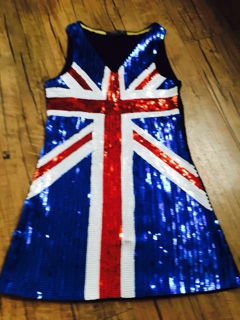 Unique Women Ladies Sexy Slim Union Flag Paillette Bling Bling Sleeveless Close-Fitting Dress/Vest