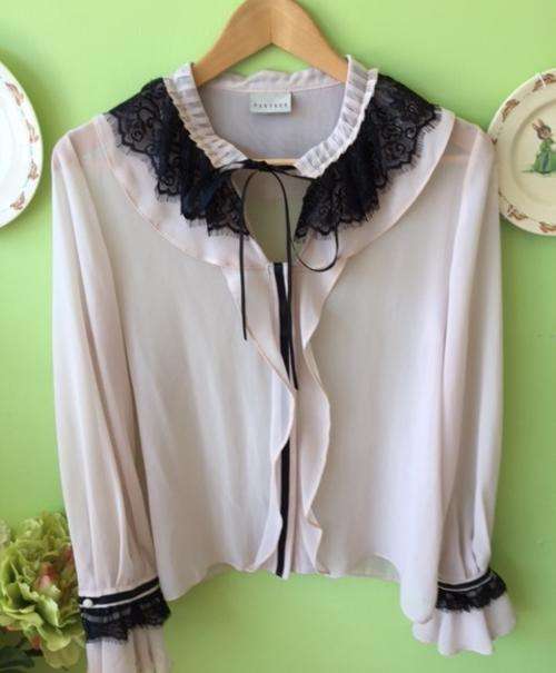 Beautiful The Oak tree(Brand:Oaktree) Silk Light Pink Shirt With Black Lace