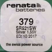 Renata Silver Oxide SR521SW - SR63 - 379 Battery Single