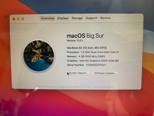 Macbook Air 13-inch - Silver - 4GB - 128GB - Preowned - Grade A  ~ Like New ~ FREE Shipping