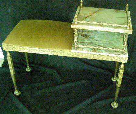 Green Marble Telephone table with chair