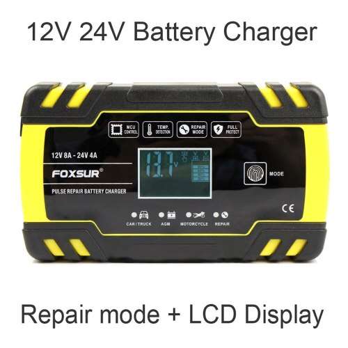 Intelligent Battery Charger 12V 8A 24V 4A for AGM GEL WET Lead Acid Battery