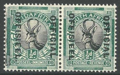 South Africa Half Penny Official Stop after OFFISIEEL on Afrikaans stamp + Slug mark LHM SACC 11c