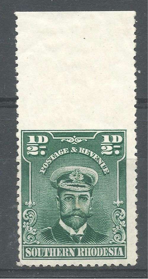 Southern Rhodesia 1924-29 Half Penny imperforate top margin LHM