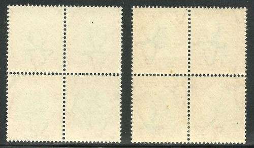 South Africa 1d Ship Blocks of 4 different shades MNH Black mark in sun rays