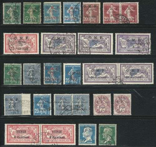 France colonies "Syrie" & "Grand Liban" Selection of mainly used, couple mint.