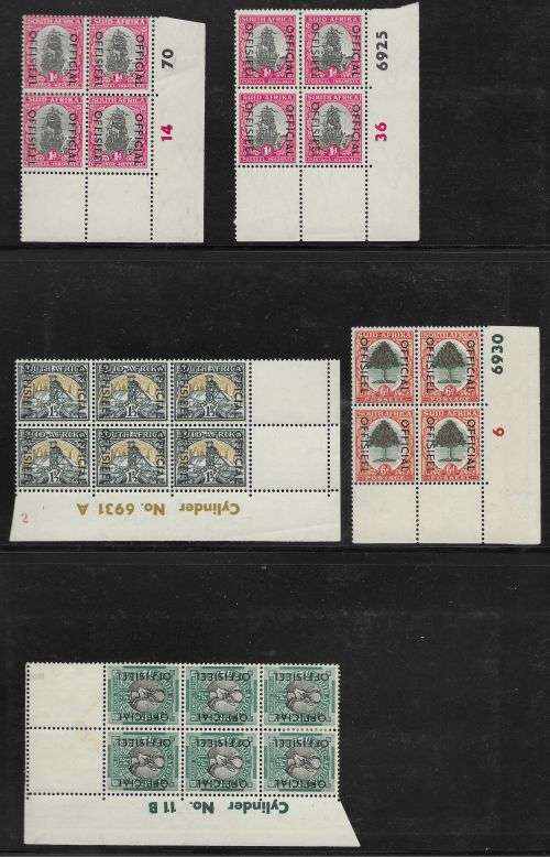 SOUTH AFRICA OFFICIALS SELECTION OF x9 CONTROL BLOCKS MNH/MH