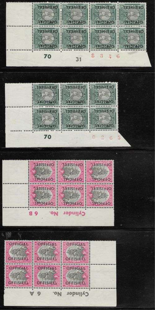 SOUTH AFRICA OFFICIALS SELECTION OF x9 CONTROL BLOCKS MNH/MH