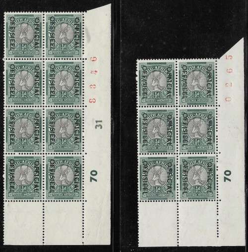 SOUTH AFRICA OFFICIALS SELECTION OF x9 CONTROL BLOCKS MNH/MH