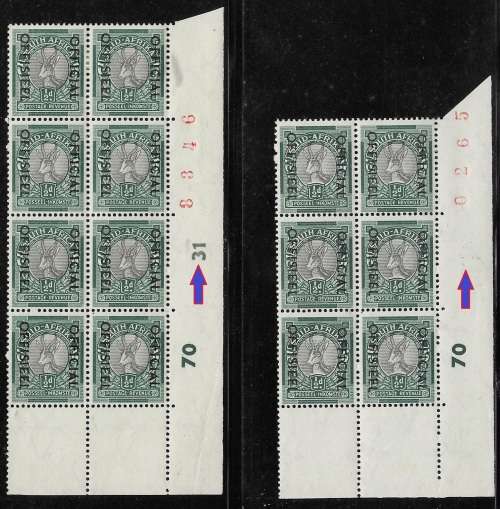 SOUTH AFRICA OFFICIALS SELECTION OF x9 CONTROL BLOCKS MNH/MH